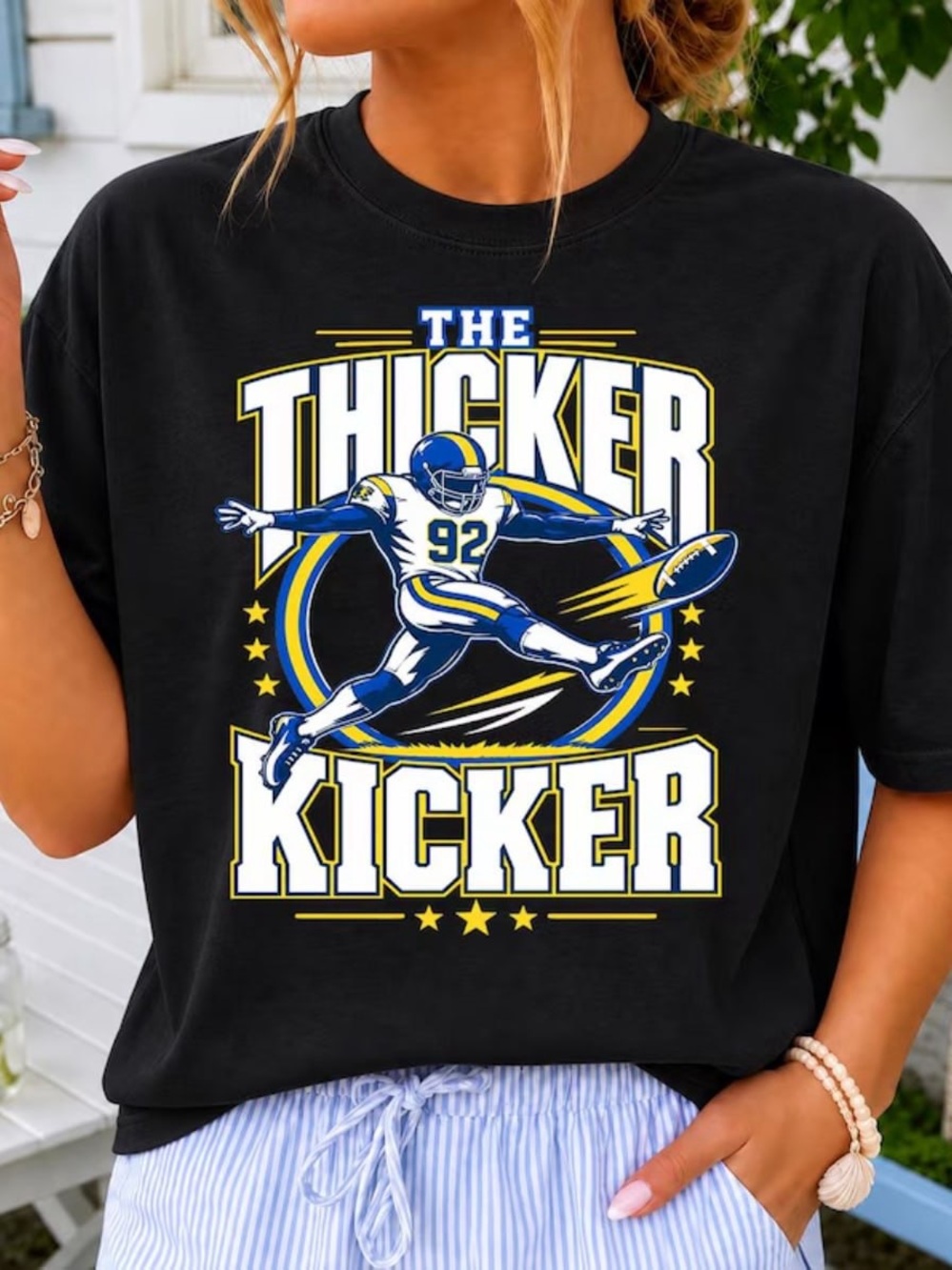 Black The Thicker Kicker Graphic Tee - Blue & Yellow Accents